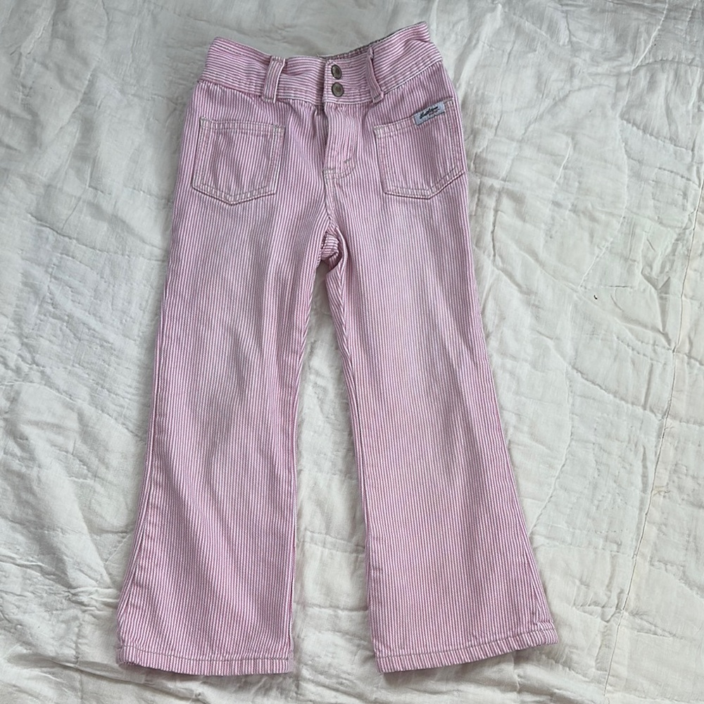 Pink Flared Levi’s with Flower Detail